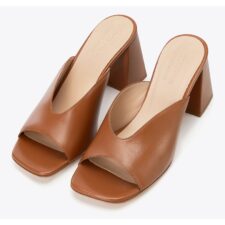 Sandale dama -  toc bloc - piele naturala - maro