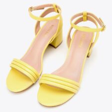 Sandale dama -  toc gros - piele ecologica - galben