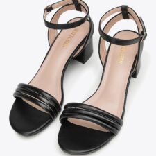 Sandale dama -  toc gros - piele ecologica - negru