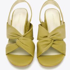 Sandale dama  toc gros - piele naturala - verde - pentru picior lat