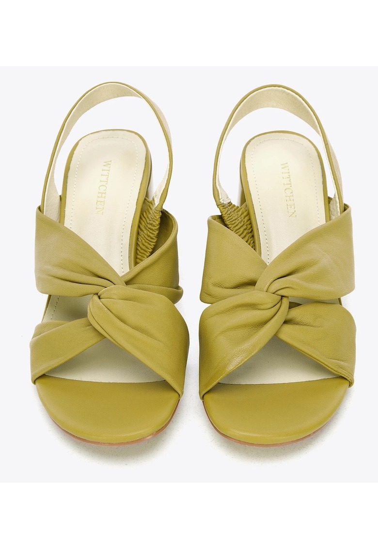 Sandale dama toc gros - piele naturala - verde - pentru picior lat 1 Sandale dama toc gros - piele naturala - verde - pentru picior lat