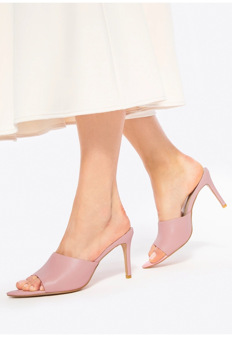 Sandale dama - toc inalt - piele naturala - roz 1 Sandale dama - toc inalt - piele naturala - roz