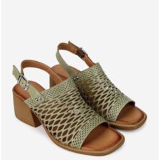 Sandale dama verzi din piele naturala cu model perforat