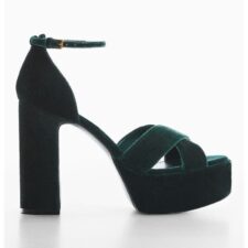 Sandale de catifea cu toc block Santa