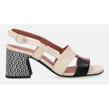 Sandale de dama din piele lacuita cu toc decorativ