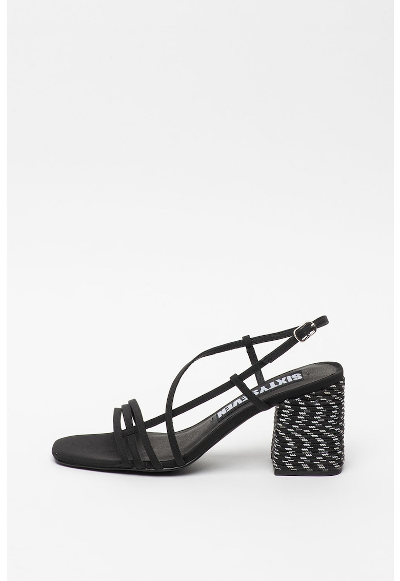 Sandale de panza cu toc masiv 1 Sandale de panza cu toc masiv