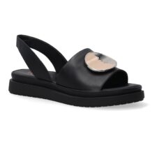 Sandale de piele cu aplicatie decorativa metalica