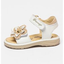 Sandale de piele cu aplicatie in forma de floare