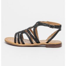 Sandale de piele cu aspect impletit Sozy