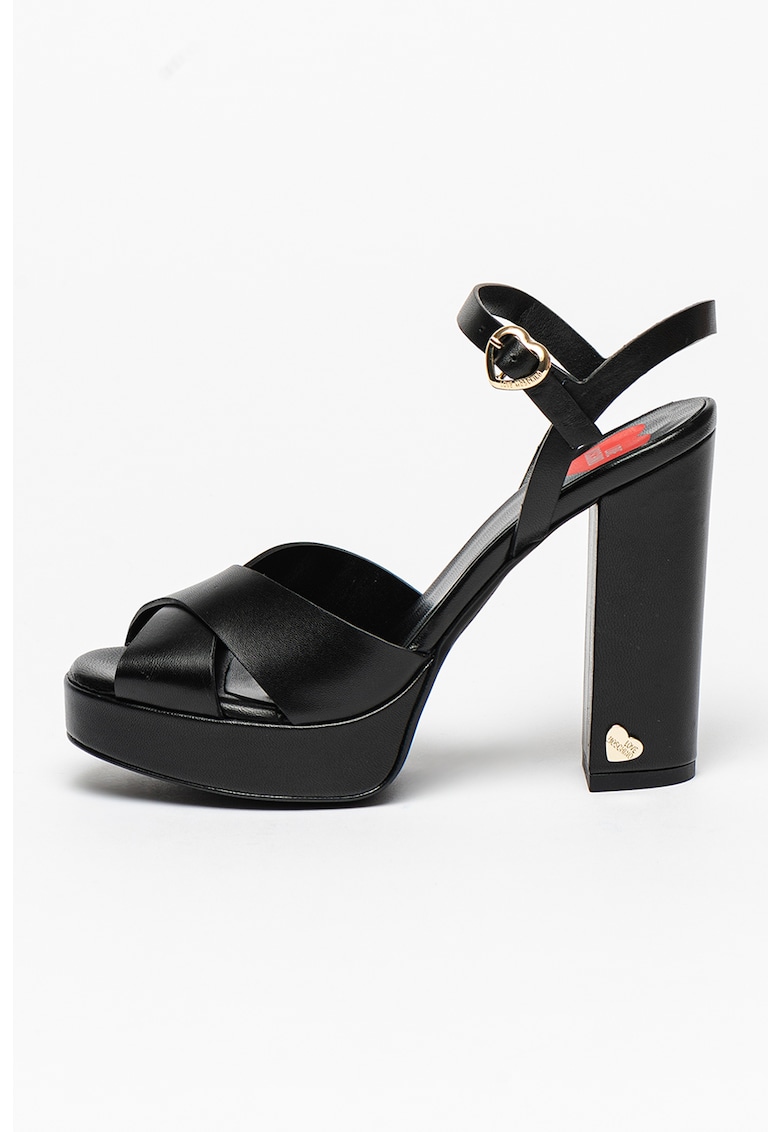 Sandale de piele cu aspect masiv si barete incrucisate 1 Sandale de piele cu aspect masiv si barete incrucisate