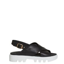 Sandale de piele cu aspect masiv si model incrucisat