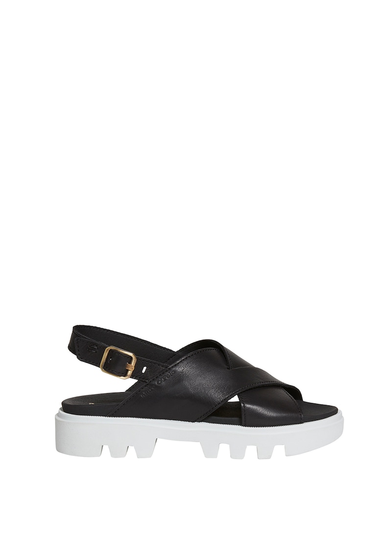 Sandale de piele cu aspect masiv si model incrucisat 1 Sandale de piele cu aspect masiv si model incrucisat