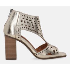 Sandale de piele cu aspect metalic si decupaje