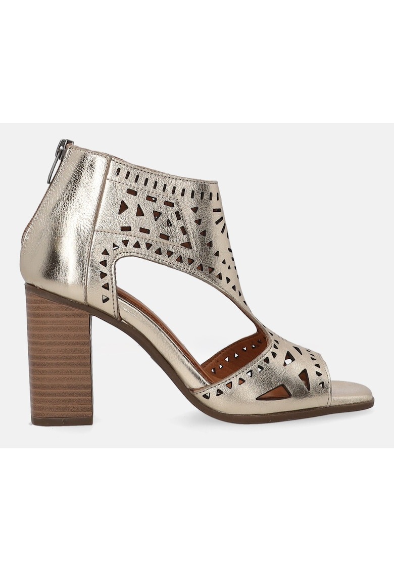 Sandale de piele cu aspect metalic si decupaje 1 Sandale de piele cu aspect metalic si decupaje