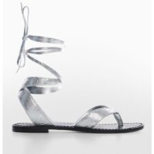 Sandale de piele cu aspect stralucitor Mine