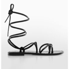 Sandale de piele cu bareta infasurabila Gina