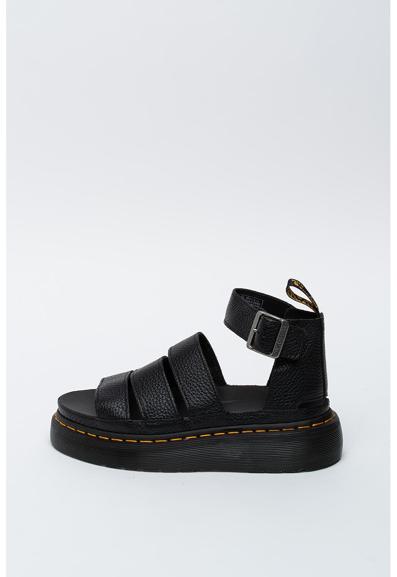 Sandale de piele cu bareta pe glezna Clarissa - Negru/Galben sofran 1 Sandale de piele cu bareta pe glezna Clarissa - Negru/Galben sofran