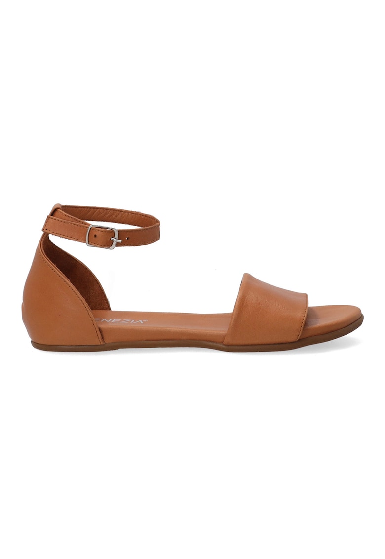 Sandale de piele cu bareta pe glezna - Maro scortisoara 1 Sandale de piele cu bareta pe glezna - Maro scortisoara