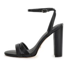 Sandale de piele cu bareta pe glezna si toc masiv