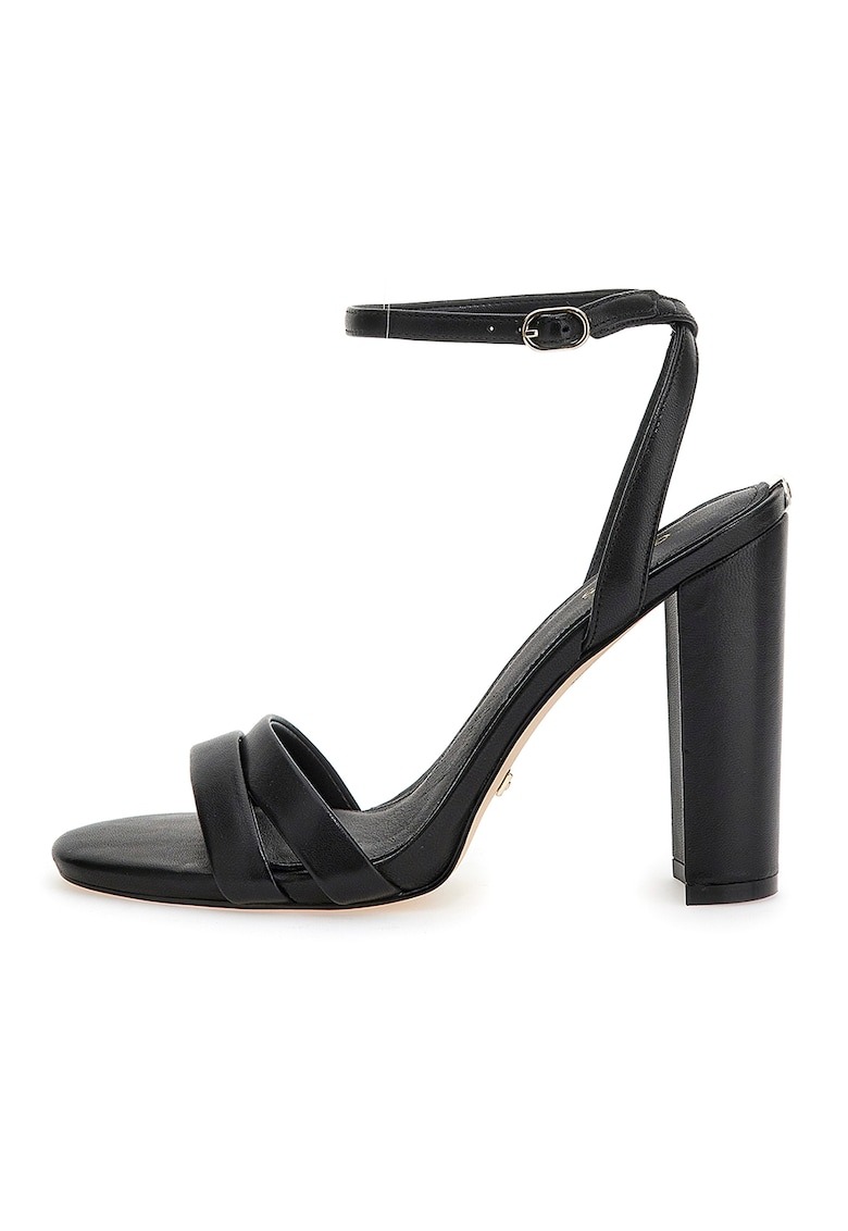 Sandale de piele cu bareta pe glezna si toc masiv 1 Sandale de piele cu bareta pe glezna si toc masiv