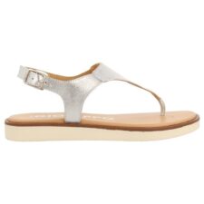 Sandale de piele cu bareta separatoare si aspect metalic Fierze