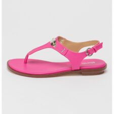 Sandale de piele cu bareta separatoare si aspect texturat Plate