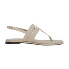 Sandale de piele cu bareta separatoare si logo