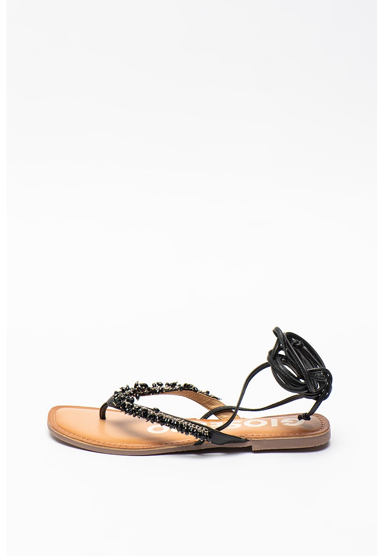 Sandale de piele cu bareta separatoare si margele Eileen 1 Sandale de piele cu bareta separatoare si margele Eileen