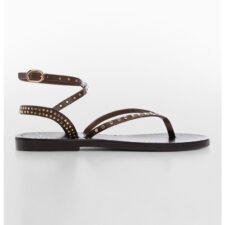 Sandale de piele cu bareta separatoare si nituri Sola