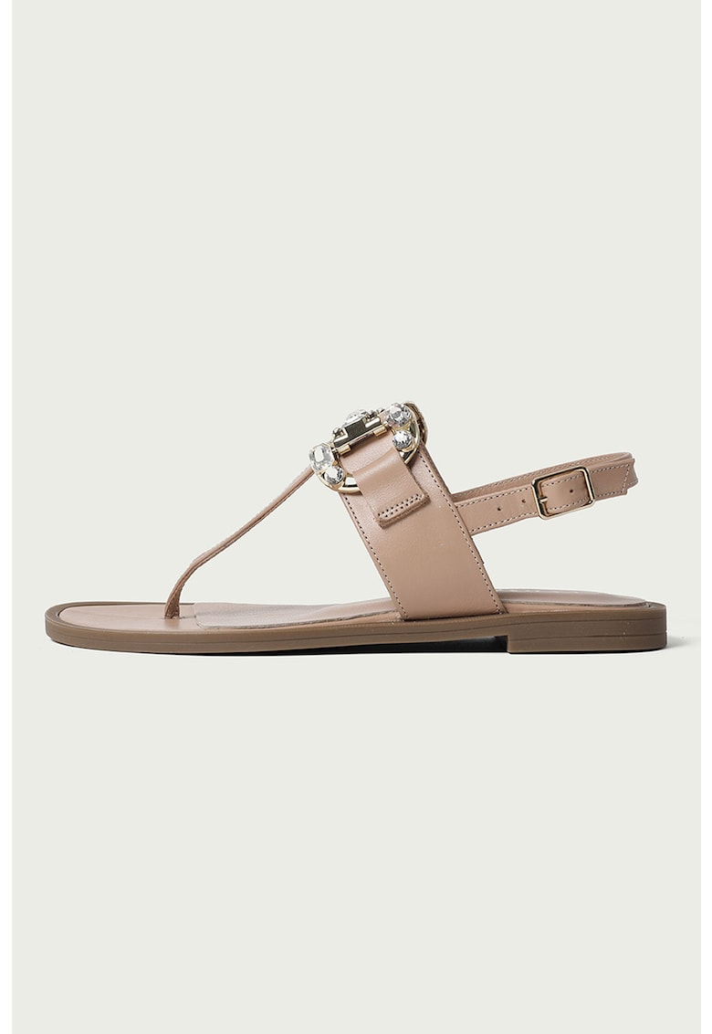 Sandale de piele cu bareta separatoare si strasuri Rafaella 1 Sandale de piele cu bareta separatoare si strasuri Rafaella