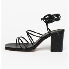 Sandale de piele cu barete multiple si toc masiv Cosmopolitan