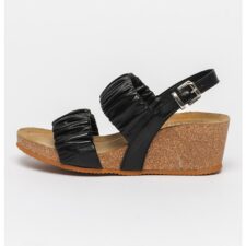 Sandale de piele cu detalii cu fronseuri