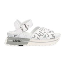 Sandale de piele cu detalii logo perforate