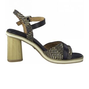 Sandale de piele cu detalii tesute din material textil