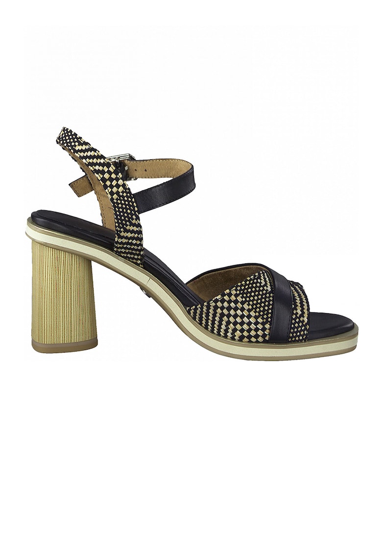 Sandale de piele cu detalii tesute din material textil 1 Sandale de piele cu detalii tesute din material textil