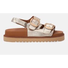 Sandale de piele cu doua barete si catarame