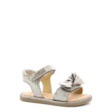 Sandale de piele cu funda decorativa - Argintiu