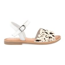 Sandale de piele cu garnituri de piele cu par scurt