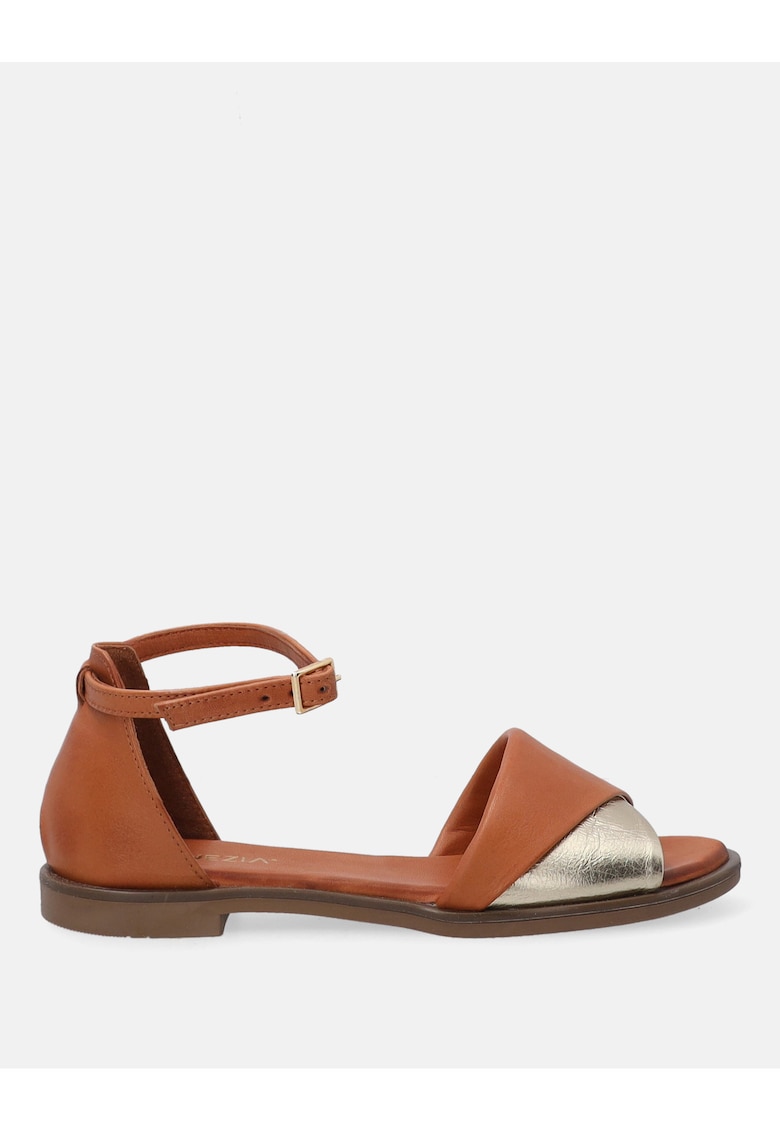 Sandale de piele cu insertie contrastanta 1 Sandale de piele cu insertie contrastanta