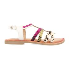 Sandale de piele cu insertii de piele cu par scurt Henrieta