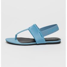 Sandale de piele cu insertii de satin si bareta separatoare