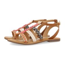 Sandale de piele cu margele si strasuri Gatun