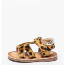 Sandale de piele cu par scurt si animal print Roseville