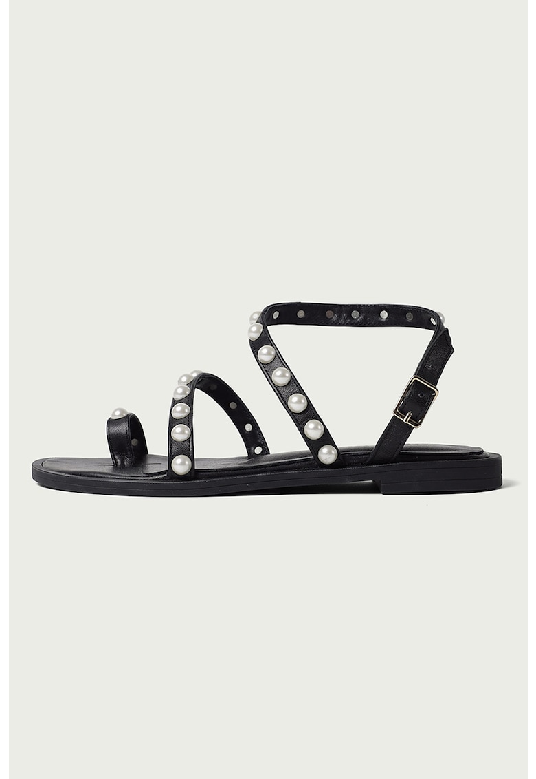 Sandale de piele cu perle sintetice 1 Sandale de piele cu perle sintetice