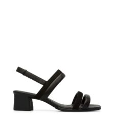 Sandale de piele cu piele intoarsa cu toc masiv Katie