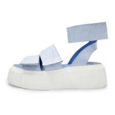 Sandale de piele cu platforma si aspect de piele de crocodil