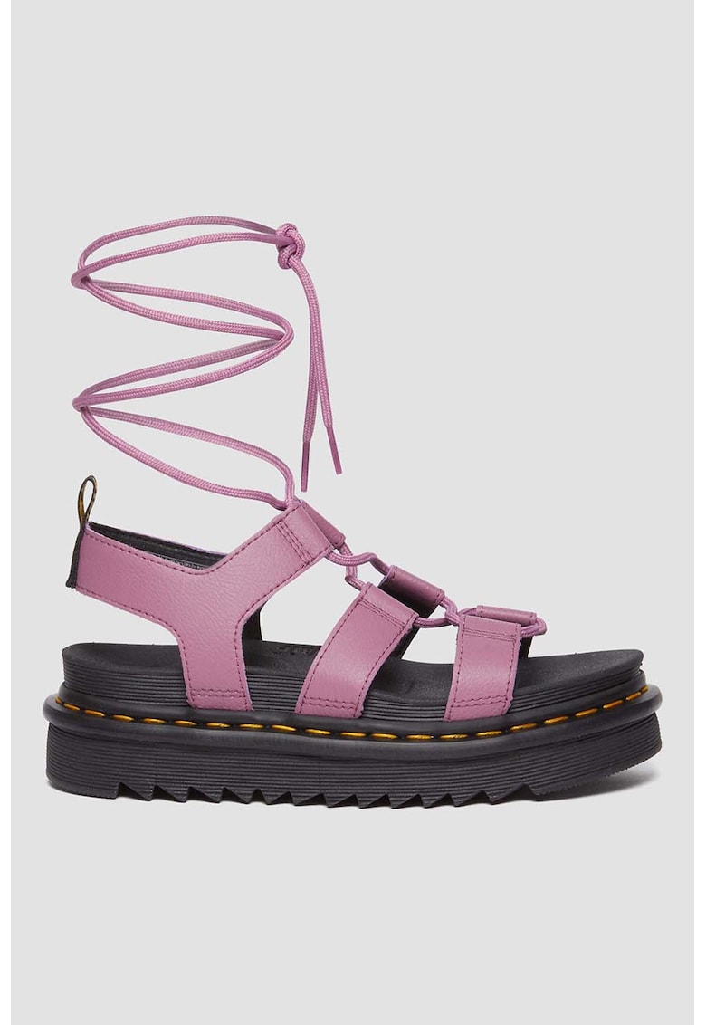 Sandale de piele cu sireturi cu talpa flatform 1 Sandale de piele cu sireturi cu talpa flatform