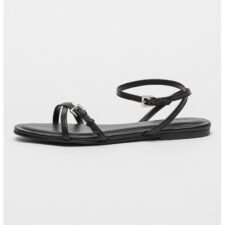 Sandale de piele cu talpa joasa si barete multiple