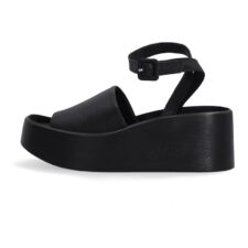 Sandale de piele cu talpa wedge si bareta pe glezna