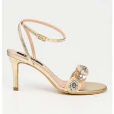 Sandale de piele cu toc inalt si aplicatii